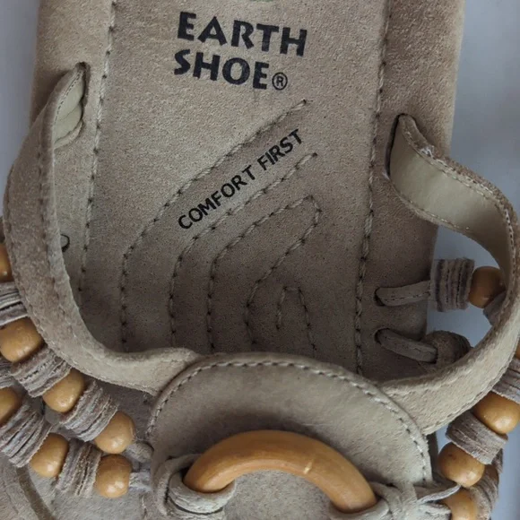 Earth Shoe Beaded Gelron 2000 Comfort First Leather Thong Sandal 7.5 Tan Brown - Picture 5 of 13